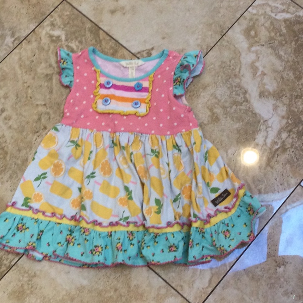 Matilda Jane Pink and Blue Lemon Print Dress